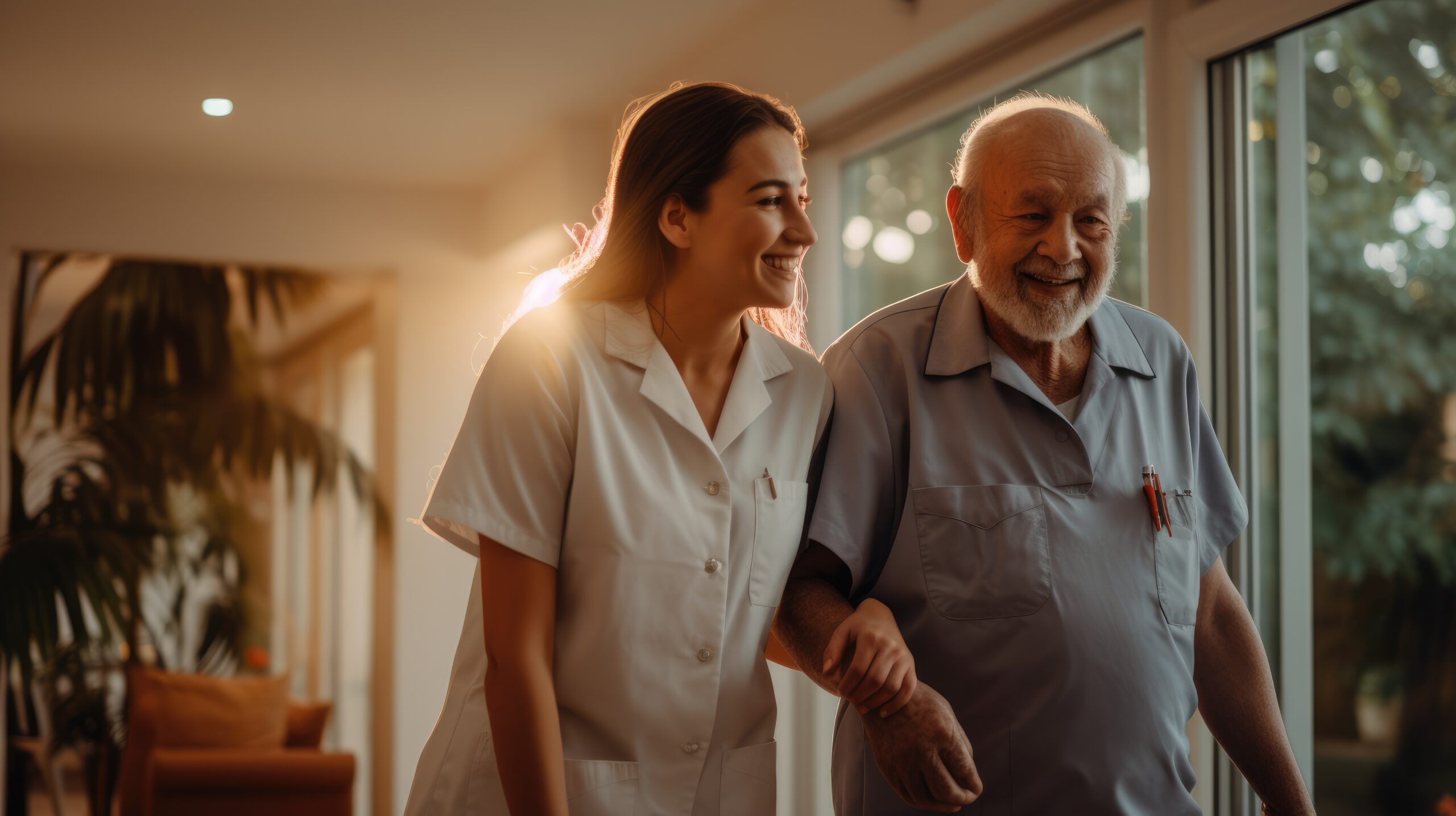 Altersheim, Pflegeheim, Alte Menschen mit Unterstützung